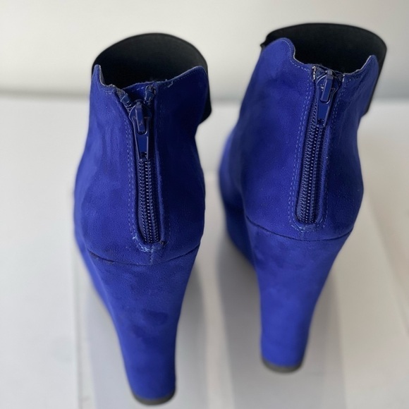Madden Girl Royal Blue Suede Regal Wedge Sandal Platform Pumps Heels, Sz 9M - Picture 10 of 10